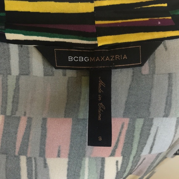 BCBGMaxAzria Multi-Colored Pattern Faux Wrap Dress - Picture 4 of 8